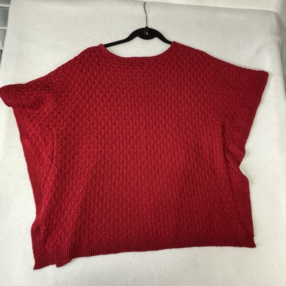 MUD PIE Parker Poncho Red Layering Sweater Pullover - Picture 2 of 9